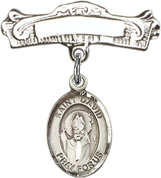 Sterling Silver Badge Pin St. David of Wales Baby Badge - Engravable