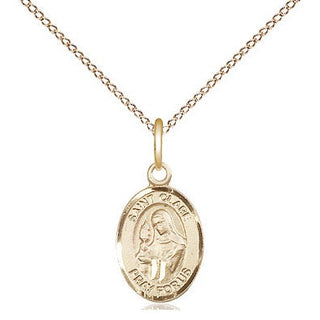 14kt Gold Saint Clare of Assisi Medal Engraved Catholic Saint Jewelry