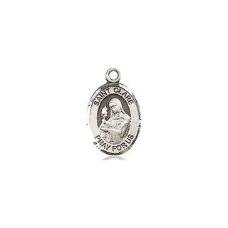 Pewter Saint Clare of Assisi Medal Engraved Catholic Saint Jewelry