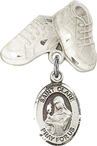 Sterling Silver Baby Boots St. Clare of Assisi Baby Badge - Engravable