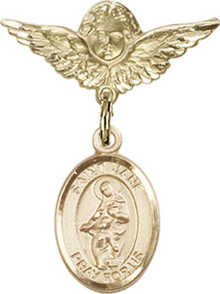14kt Gold Filled Small Angel w/Wings St. Jane of Valois Baby Badge - Engravable