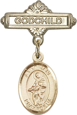 14kt Gold Filled Godchild St. Jane of Valois Baby Badge - Engravable