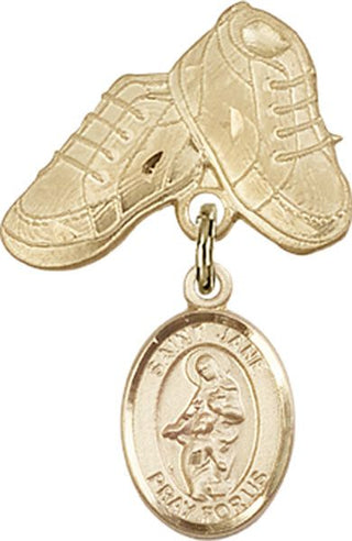 14kt Gold Baby Boots St. Jane of Valois Baby Badge - Engravable