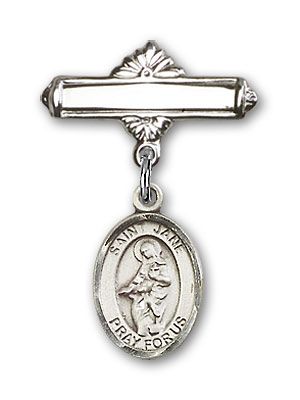 Sterling Silver Polished Badge Pin St. Jane of Valois Baby Badge - Engravable