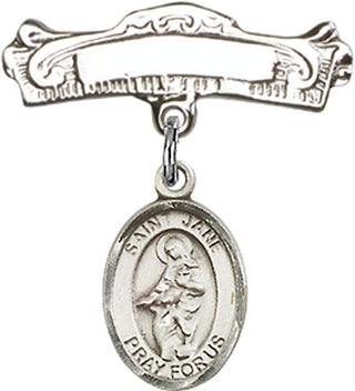 Sterling Silver Badge Pin St. Jane of Valois Baby Badge - Engravable