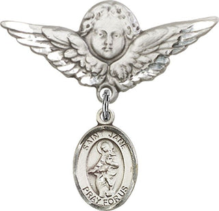Sterling Silver Large Angel w/Wings St. Jane of Valois Baby Badge - Engravable