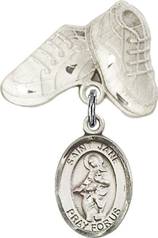 Sterling Silver Baby Boots St. Jane of Valois Baby Badge - Engravable