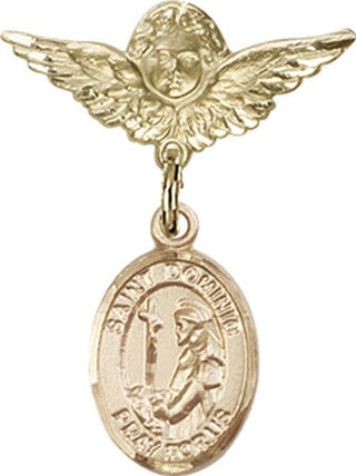 14kt Gold Filled Small Angel w/Wings St. Dominic de Guzman Baby Badge - Engravable