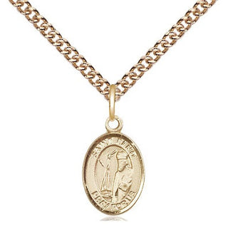 14kt Gold Saint Elmo Medal Engraved Catholic Saint Jewelry