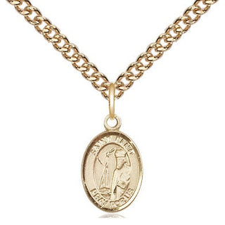 14kt Gold Saint Elmo Medal Engraved Catholic Saint Jewelry