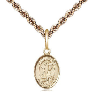14kt Gold Saint Elmo Medal Engraved Catholic Saint Jewelry