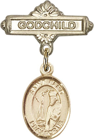 14kt Gold Filled Godchild St. Elmo Baby Badge - Engravable
