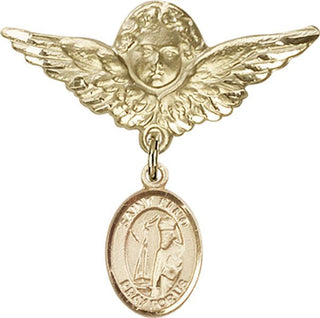 14kt Gold Large Angel w/Wings St. Elmo Baby Badge - Engravable