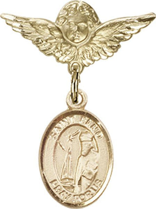 14kt Gold Small Angel w/Wings St. Elmo Baby Badge - Engravable