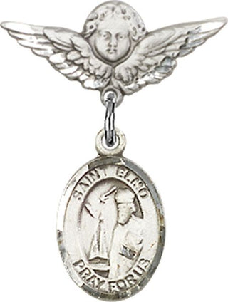 Sterling Silver Small Angel w/Wings St. Elmo Baby Badge - Engravable