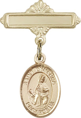 14kt Gold Filled Polished Badge Pin St. Dymphna Baby Badge - Engravable