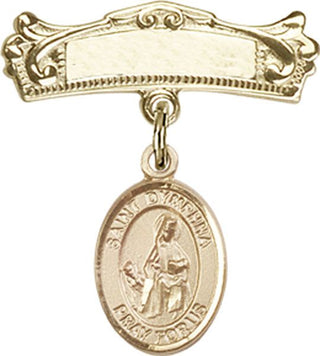 14kt Gold Badge Pin St. Dymphna Baby Badge - Engravable