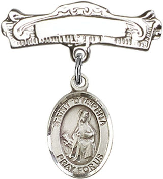 Sterling Silver Badge Pin St. Dymphna Baby Badge - Engravable