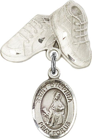 Sterling Silver Baby Boots St. Dymphna Baby Badge - Engravable