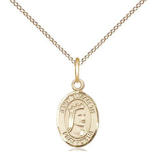 14kt Gold Saint Elizabeth of Hungary Medal Engraved Catholic Saint Jewelry