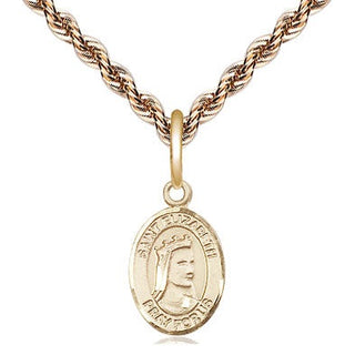 14kt Gold Saint Elizabeth of Hungary Medal Engraved Catholic Saint Jewelry