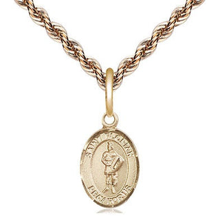 14kt Gold Saint Florian Medal Engraved Catholic Saint Jewelry