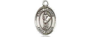 Pewter Saint Florian Medal Engraved Catholic Saint Jewelry