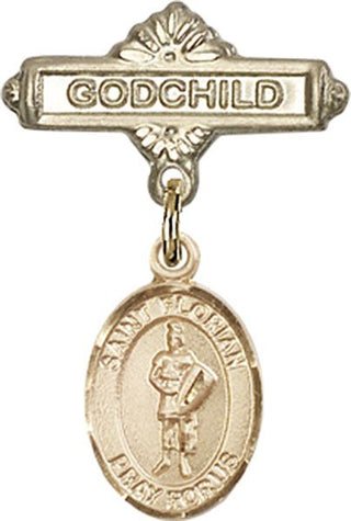 14kt Gold Filled Godchild St. Florian Baby Badge - Engravable