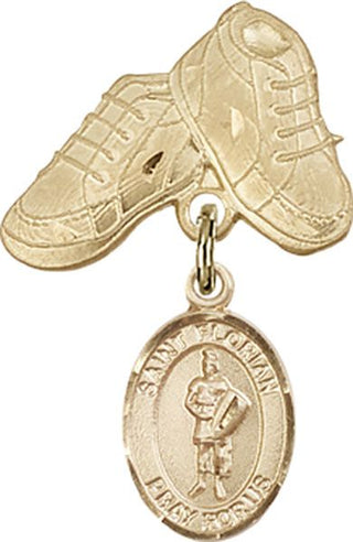 14kt Gold Baby Boots St. Florian Baby Badge - Engravable