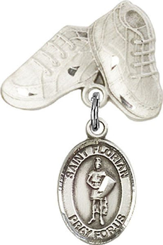 Sterling Silver Baby Boots St. Florian Baby Badge - Engravable