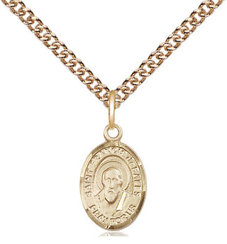 14kt Gold Saint Francis de Sales Medal Engraved Catholic Saint Jewelry