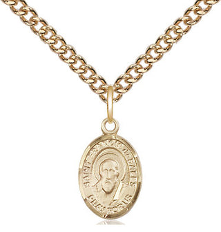 14kt Gold Saint Francis de Sales Medal Engraved Catholic Saint Jewelry