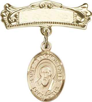 14kt Gold Filled Badge Pin St. Francis de Sales Baby Badge - Engravable
