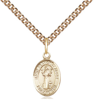 14kt Gold Saint Francis of Assisi Medal Engraved Catholic Saint Jewelry