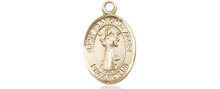 14kt Gold Saint Francis of Assisi Medal Engraved Catholic Saint Jewelry