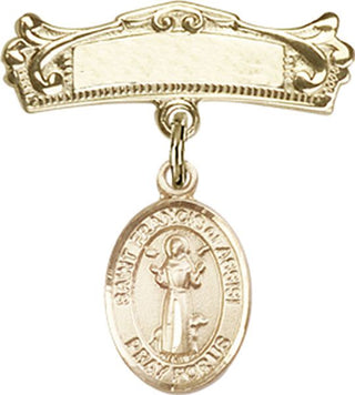 14kt Gold Filled Badge Pin St. Francis of Assisi Baby Badge - Engravable