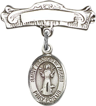 Sterling Silver Badge Pin St. Francis of Assisi Baby Badge - Engravable