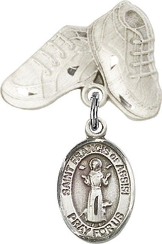 Sterling Silver Baby Boots St. Francis of Assisi Baby Badge - Engravable
