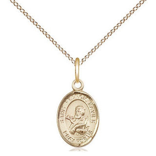 14kt Gold Saint Francis Xavier Medal Engraved Catholic Saint Jewelry