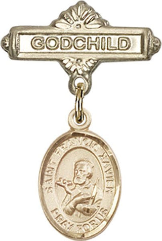 14kt Gold Filled Godchild St. Francis Xavier Baby Badge - Engravable