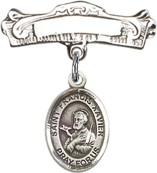 Sterling Silver Badge Pin St. Francis Xavier Baby Badge - Engravable