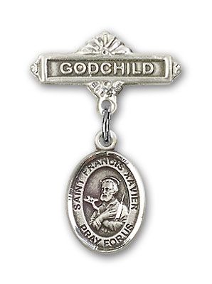 Sterling Silver Godchild St. Francis Xavier Baby Badge - Engravable