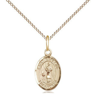 14kt Gold Saint Genesius of Rome Medal Engraved Catholic Saint Jewelry