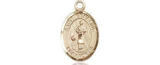 14kt Gold Saint Genesius of Rome Medal Engraved Catholic Saint Jewelry