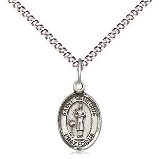 Pewter Saint Genesius of Rome Medal Religious and Catholic Jewelry Engraved Catholic Saint Jewelry