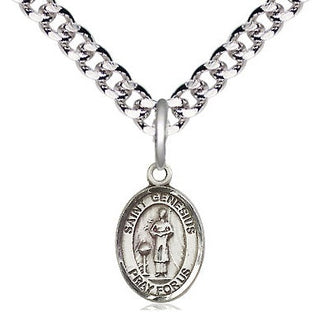 Pewter Saint Genesius of Rome Medal Religious and Catholic Jewelry Engraved Catholic Saint Jewelry
