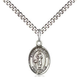 Pewter Saint Genesius of Rome Medal Religious and Catholic Jewelry Engraved Catholic Saint Jewelry