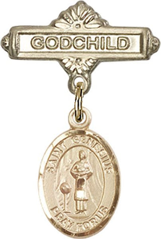 14kt Gold Filled Godchild St. Genesius of Rome Baby Badge - Engravable