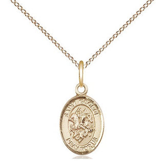 14kt Gold Saint George Medal Engraved Catholic Saint Jewelry