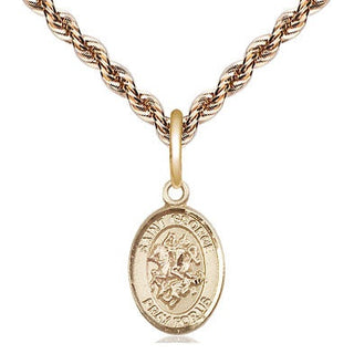 14kt Gold Saint George Medal Engraved Catholic Saint Jewelry